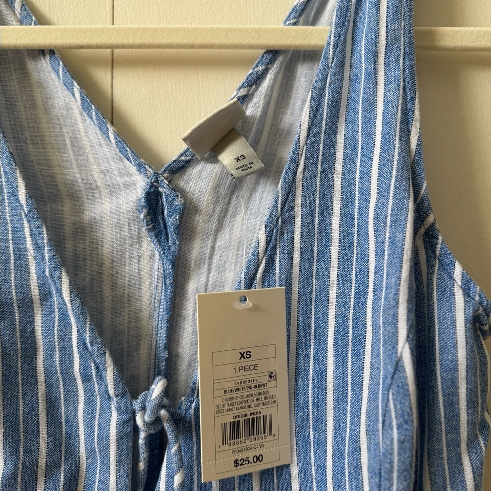NWT A New Day Striped Light Blue Women's Cami with Tie Front Closures XS - Picture 3 of 5